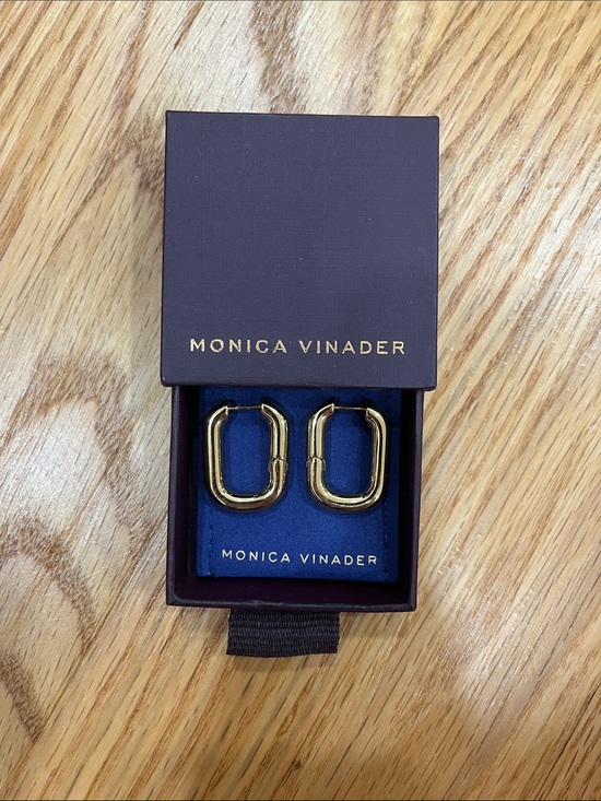 MONICA VINADER Jewelry - MONICA VINADER Polished Gold Rectangular Hoop Earrings